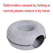 Interactive Round Small Cat Tunnel Nest Felt Kittens Bed House Scratcher Cat Donut Sleeping Pet Toy for Cats