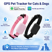 Remote Pet GPS Tracker Waterproof Real-Time Tracking Movement Alert Collar Anti-Lost Dog Cat Global Locator for Apple Find APP